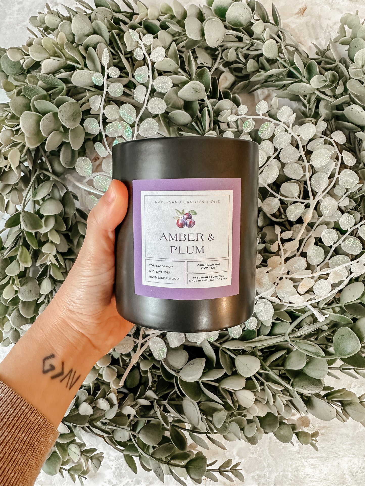 Amber & Plum Beeswax Candle