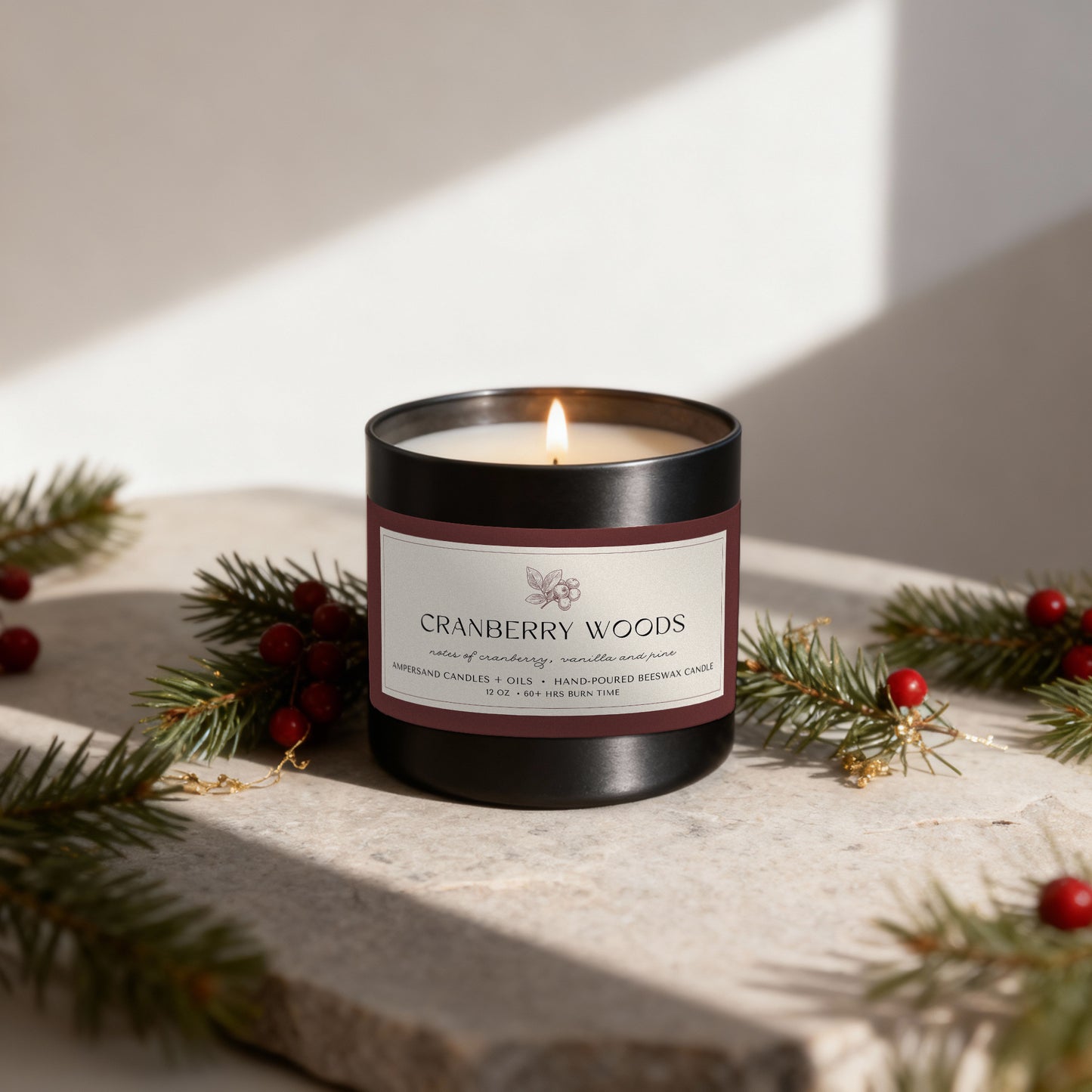 Cranberry Woods Beeswax Candle