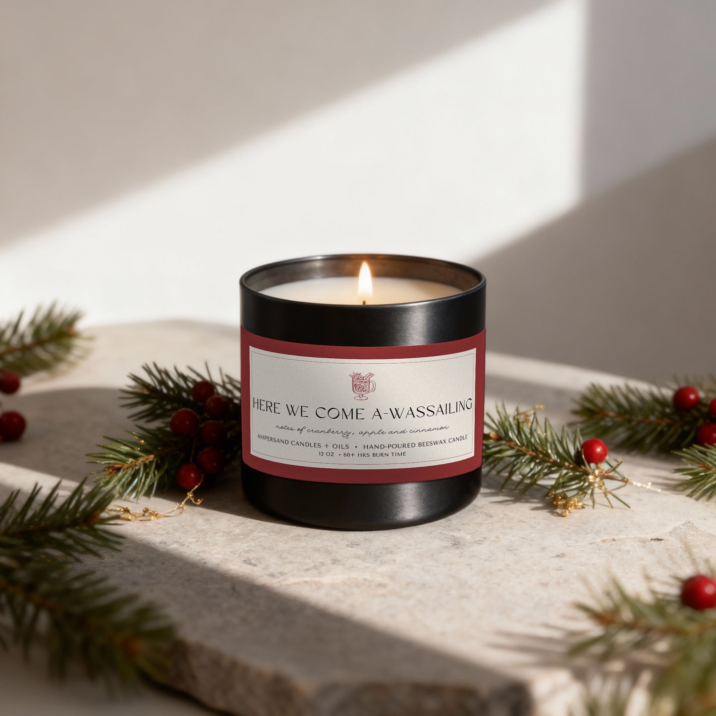 Here We Come A-Wassailing Beeswax Candle